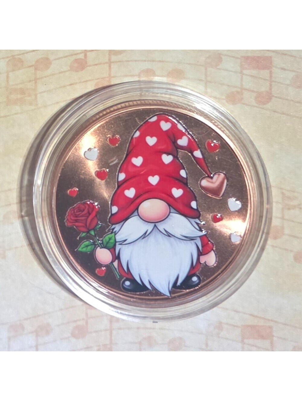 GNOMEO U Make My Heart Smile 1oz 999 Fine Copper Colorized Round NEW in Capsule